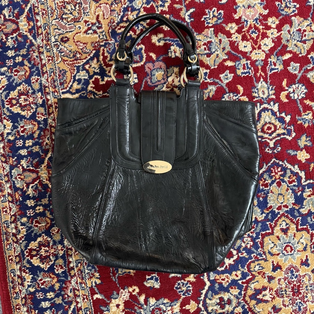 Charles David Black Leather Tote